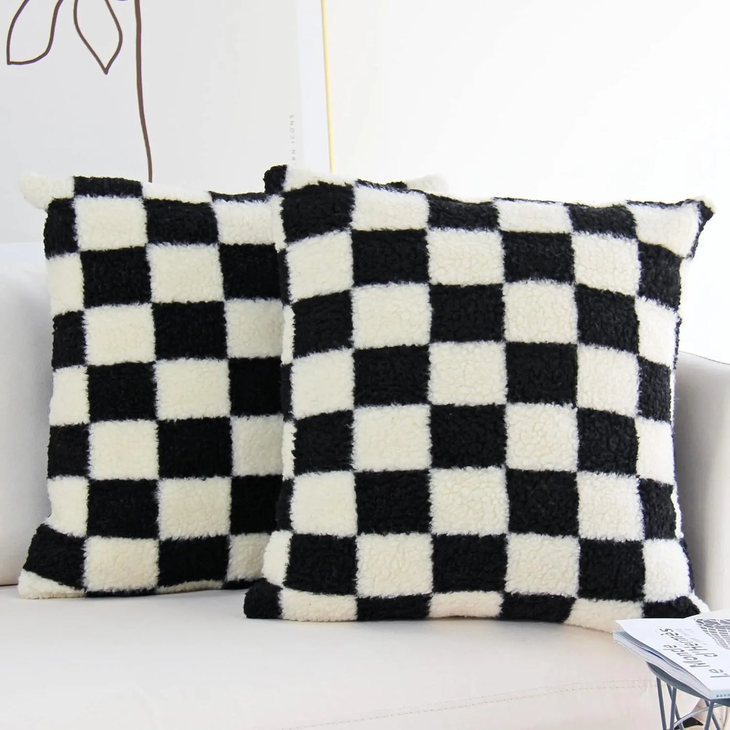 Checkerboard Pillow Cover | Decorative Cushion for Sofa, Living Room, and Home