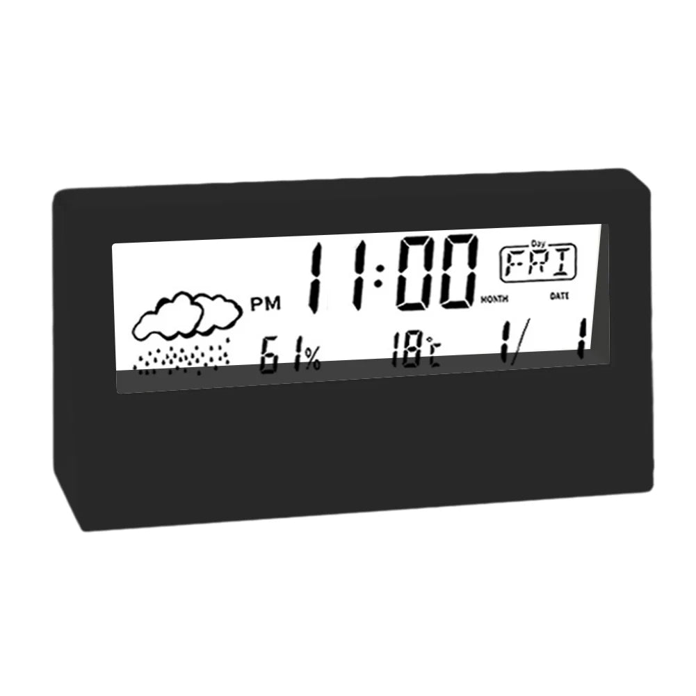 Digital Weather Display Alarm Clock – Thermo-Hygrometer with Temperature & Humidity Monitor for Home or Office