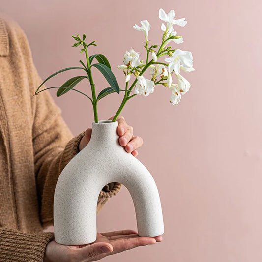 Minimalist Nordic Ceramic Vase | Unglazed Modern Art Flower Pot for Home Decor