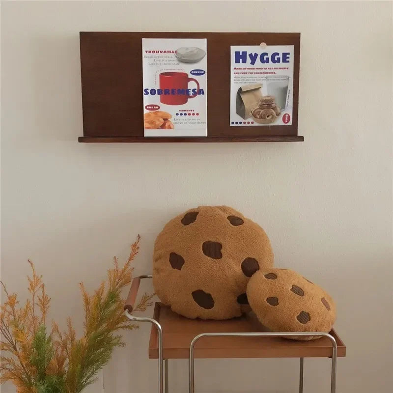 Almohada de peluche con forma de galleta con chispas de chocolate | Cojín redondo suave para sala de estar, dormitorio o mesita de noche 