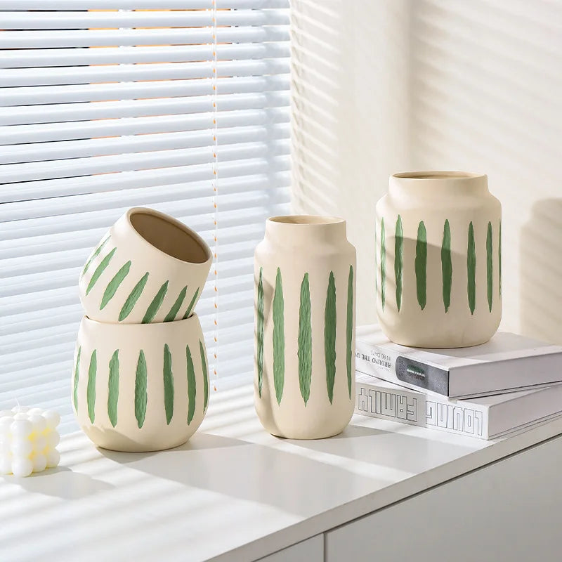 Nordic Style Ceramic Striped Vase