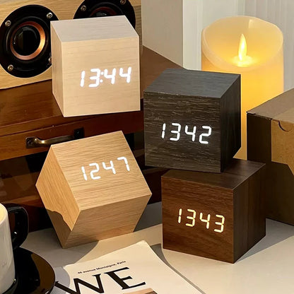 Wooden Digital LED Alarm Clock