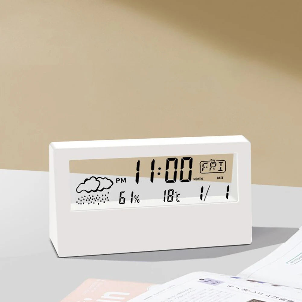 Digital Weather Display Alarm Clock – Thermo-Hygrometer with Temperature & Humidity Monitor for Home or Office