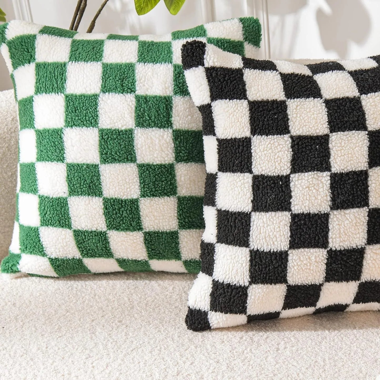 Checkerboard Pillow Cover | Decorative Cushion for Sofa, Living Room, and Home