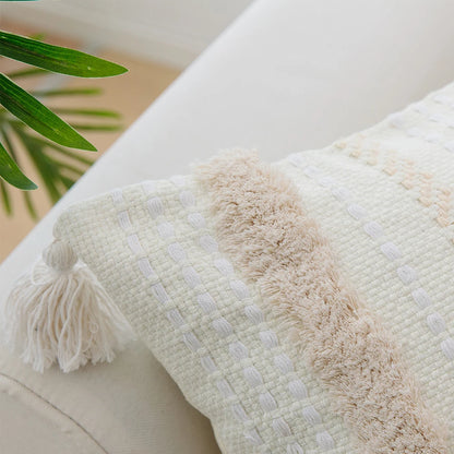 Boho Tufted Cushion Cover with Tassels | Cotton Pillowcase for Home Decoration