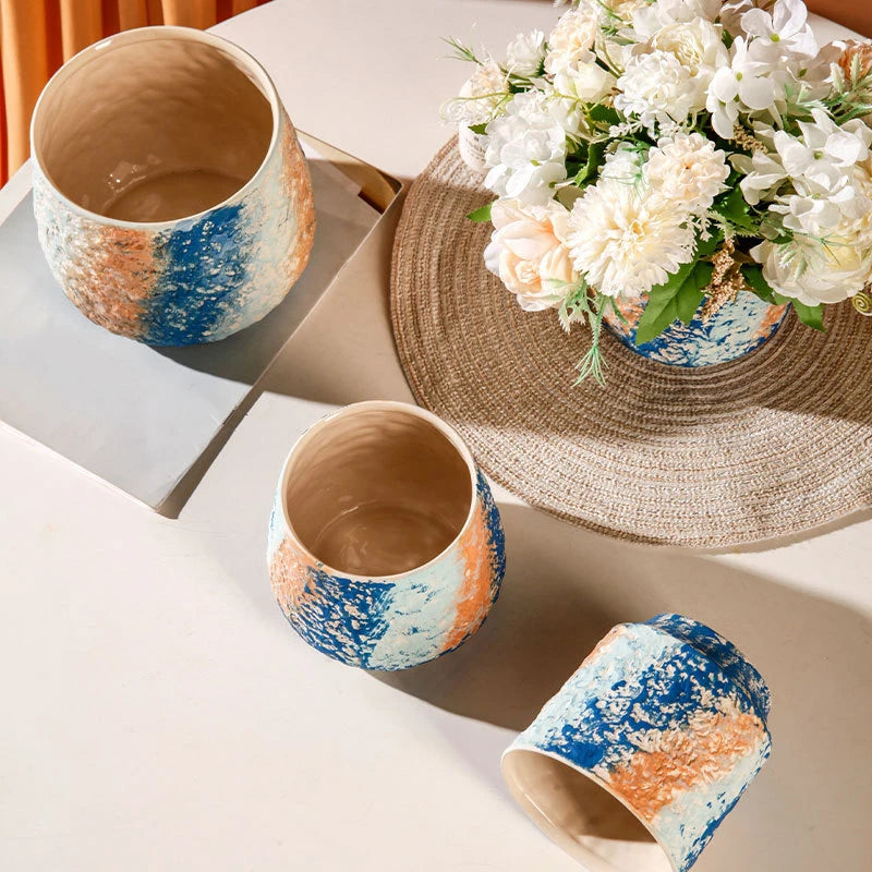 Creative Hand-Painted Ceramic Flower Pot and Vase