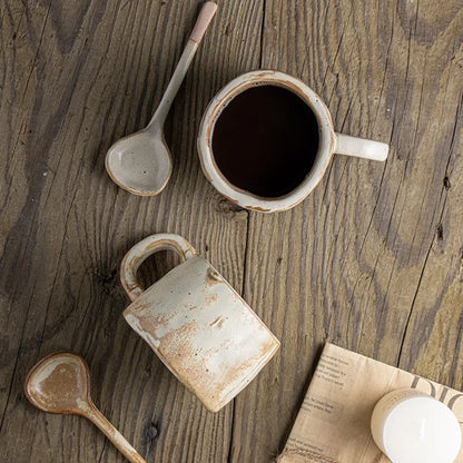 Rustic Japanese-Style Ceramic Coffee Mug | Retro Breakfast & Coffee Companion