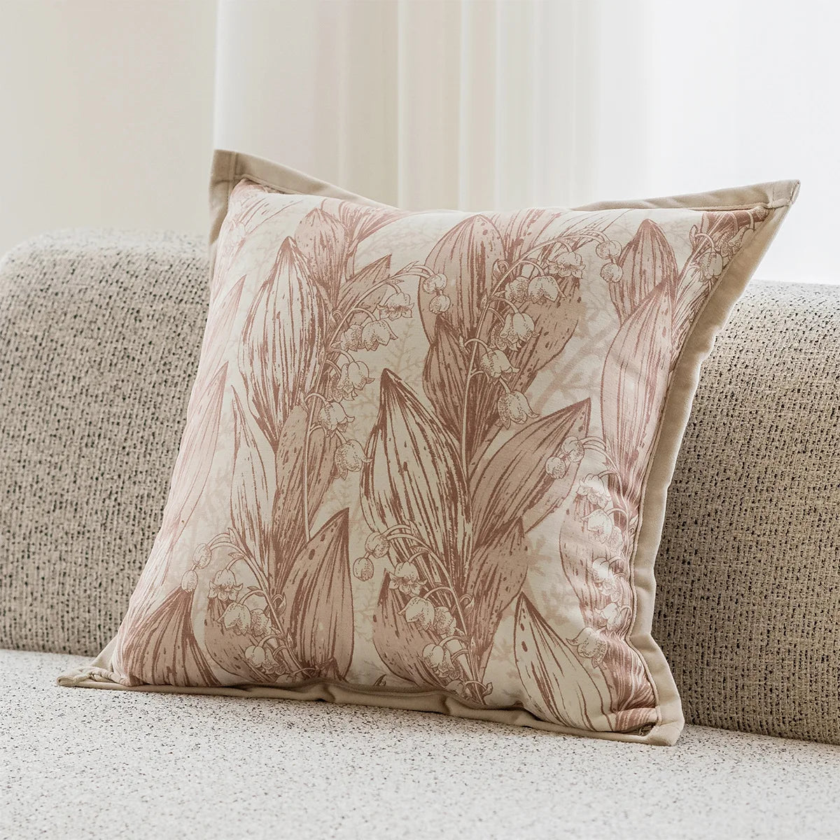 Floral French Chenille Pillow Cover – Light Luxury Decorative Cushion Case for Living Room & Sofa (45x45cm)