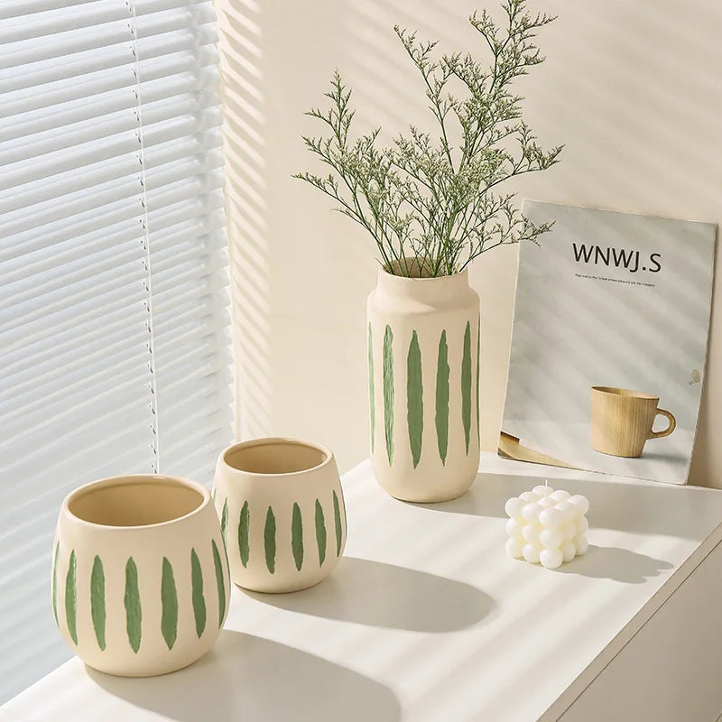 Nordic Style Ceramic Striped Vase