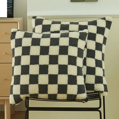 Checkerboard Pillow Cover | Decorative Cushion for Sofa, Living Room, and Home