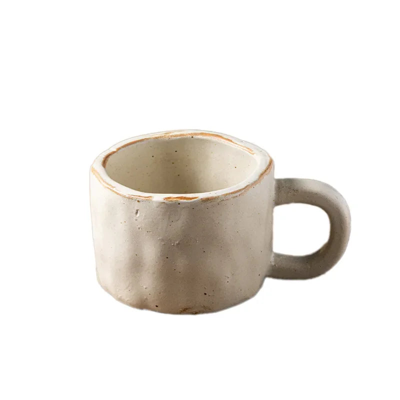 Rustic Japanese-Style Ceramic Coffee Mug | Retro Breakfast & Coffee Companion