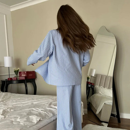 Checkered Cotton Pajama Set
