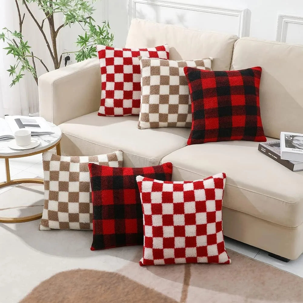 Checkerboard Pillow Cover | Decorative Cushion for Sofa, Living Room, and Home