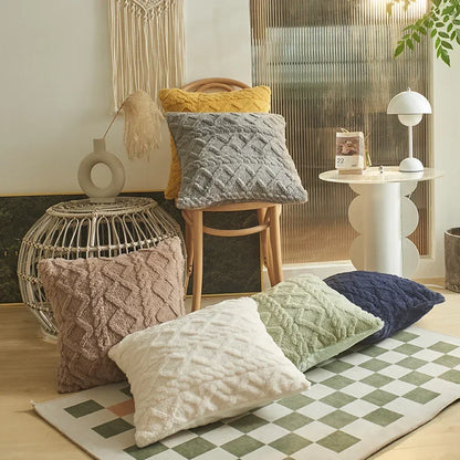 Geometric Jacquard Plush Pillow Covers | Cushion Covers for Sofa, Bed, Couch