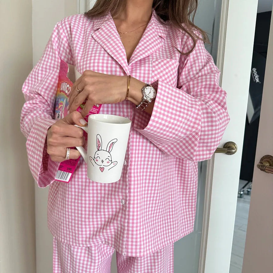Checkered Cotton Pajama Set