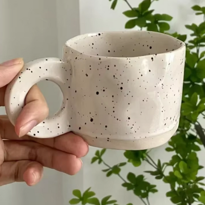 Taza de cerámica hecha a mano de 250 ml: taza de porcelana para café y chocolate caliente