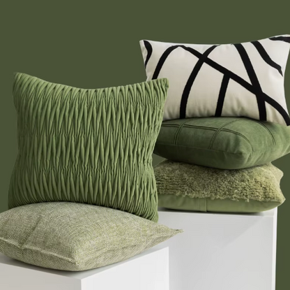 Fundas de almohadas de sofá modernas de color verde: lujosas fundas de cojín para salas de estar y dormitorios