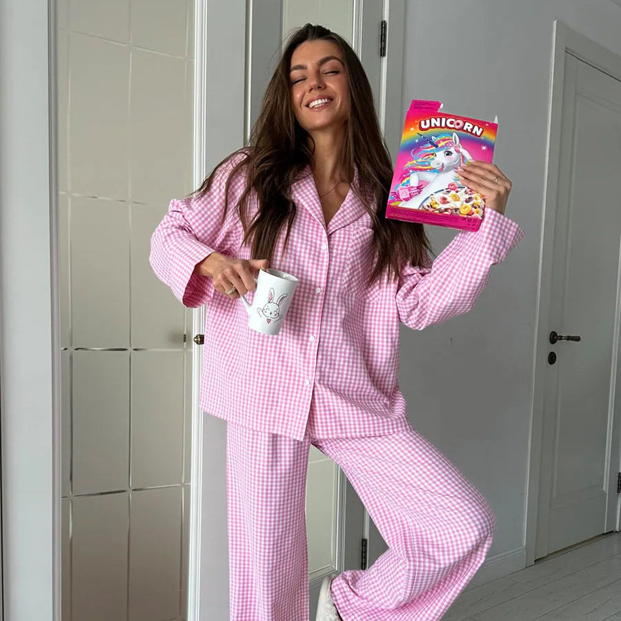 Checkered Cotton Pajama Set