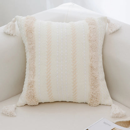 Boho Tufted Cushion Cover with Tassels | Cotton Pillowcase for Home Decoration