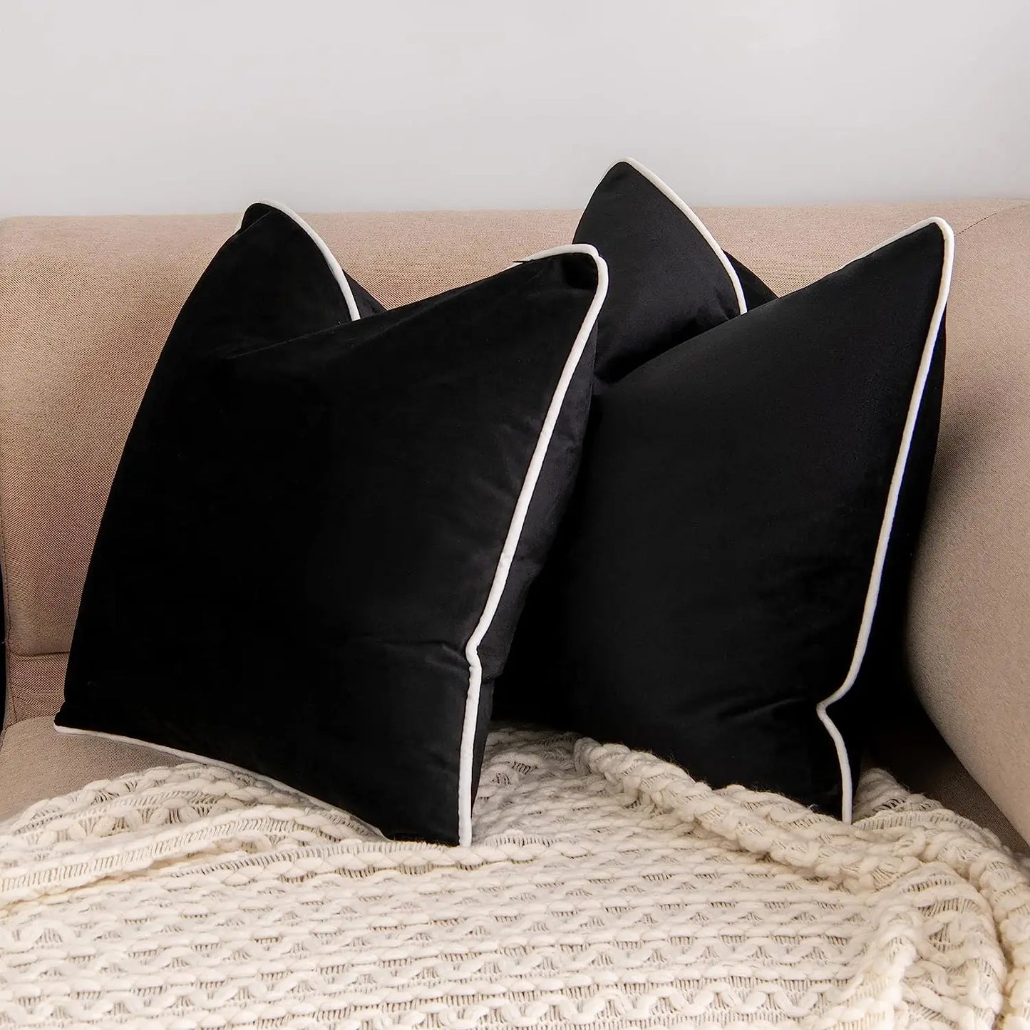 Black & White Pillow Cover – Modern Minimalist Cushion Case for Couch or Bed