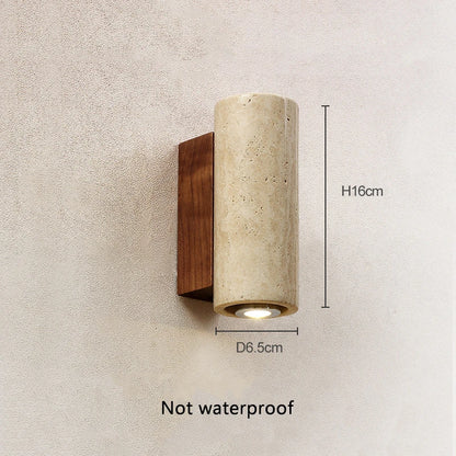 Yellow Travertine Stone Wall Lamp – Japanese Wabi-Sabi Style Designer Wall Sconce for Bedroom, Dining Room & Outdoor Spaces