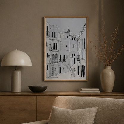 Mediterranean Walk – Vejer Street Sketch Art Print